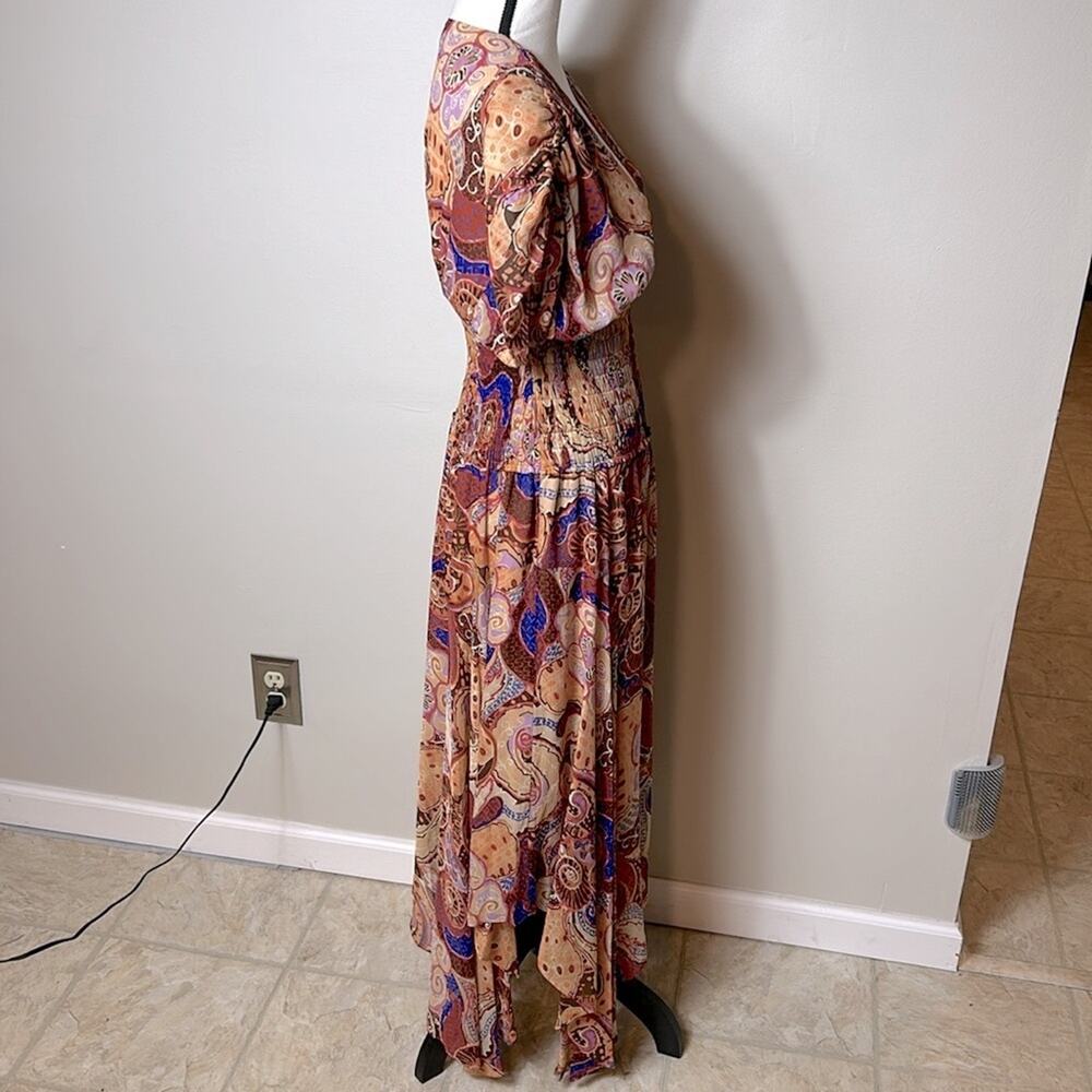 A.L.C. Lucia silk smocked waist asymmetrical hem dress - Picture 9 of 13